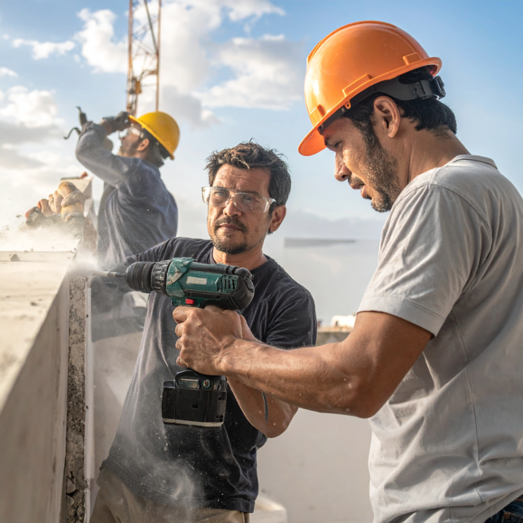 tratando de perforar un muro